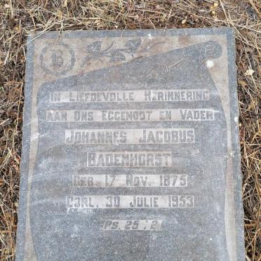 BADENHORST Johannes Jacobus 1875-1953