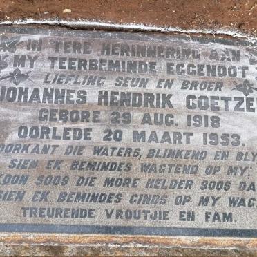 COETZEE Johannes Hendrik 1918-1953