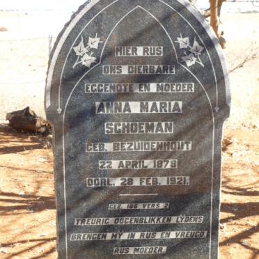 SCHOEMAN Anna Maria nee BEZUIDENHOUT 1878-1921