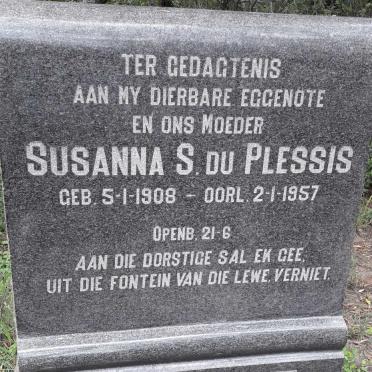 PLESSIS Susanna S., du 1908-1957