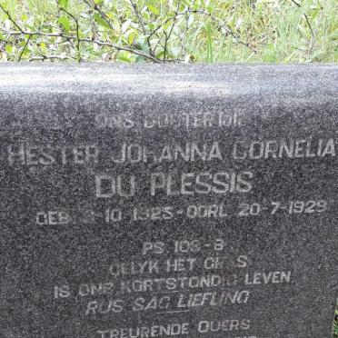 PLESSIS Hester Johanna Cornelia, du 1925-1929