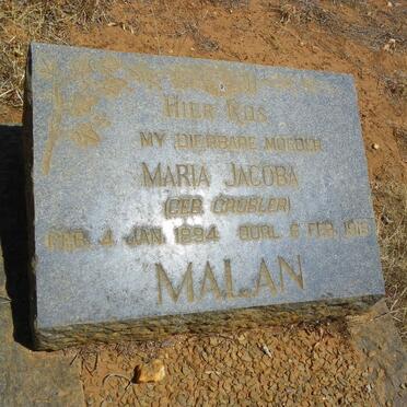 MALAN Maria Jacoba nee GROBLER 1894-1919