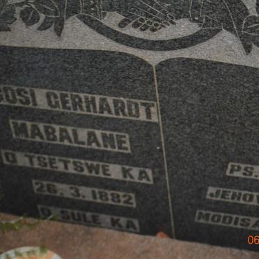 MABALANE Kgosi Gerhardt 1882-1918