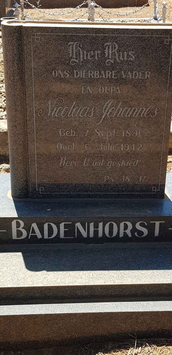 BADENHORST Nicolaas Johannes 1891-1942