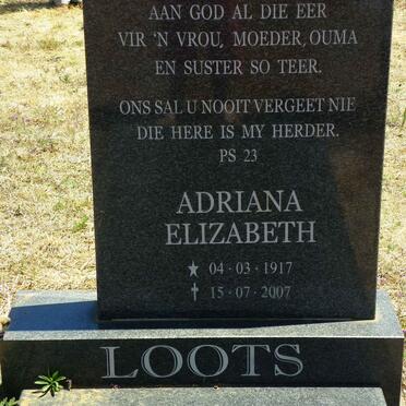 LOOTS Adriana Elizabeth 1917-2007