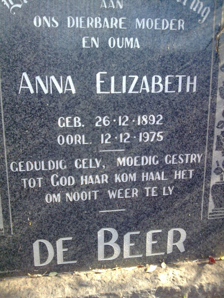 BEER Anna Elizabeth, de 1892-1975