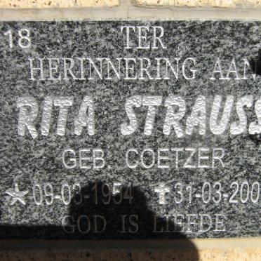 STRAUSS Rita nee COETZER 1954-2008