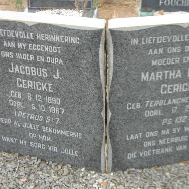 GERICKE Jacobus J. 1890-1967 &amp; Martha P.A.C. nee TERBLANCHÉ 1895-1981