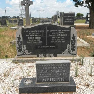 MEIRING Phillippus Johannes Antonie 1868-1944 &amp; Hendrina M.S.TERBLANCH 1872-1947 :: MEIRING Paul Stephanus 1915-1987