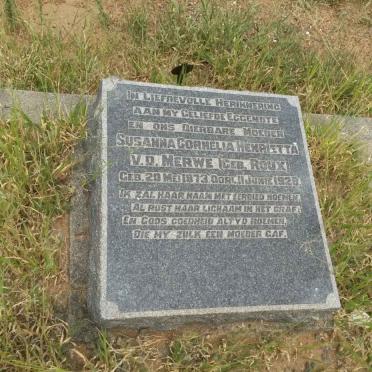 MERWE Susanna Cornelia Henrietta, v.d. nee ROUX 1873-1928