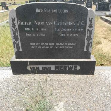 MERWE Pieter Nicolaas, van der 1892-1958 &amp; Catharina J.C. JANSSEN 1894-1970 :: VAN DER MERWE P.N.1919-1993