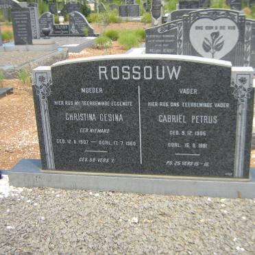 ROSSOUW Gabriel Petrus 1905-1991 &amp; Christina Gesina NIEMAND 1907-1960