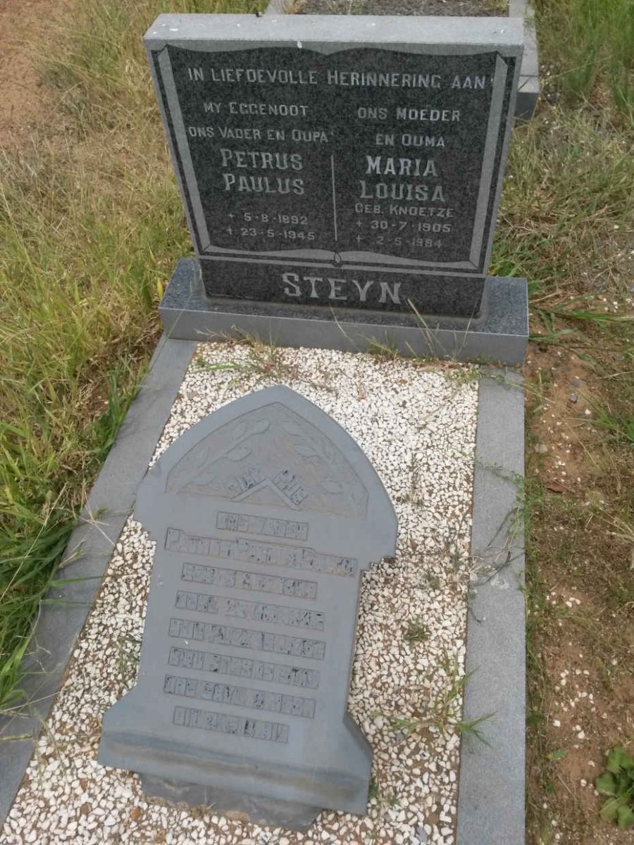 STEYN Petrus Paulus 1892-1945 &amp; Maria Louisa KNOETZE 1905-1984