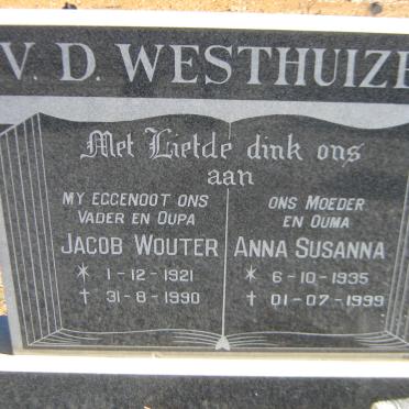 WESTHUIZEN Jacob Wouter, v.d. 1921-1990 &amp; Anna Susanna 1935-1999