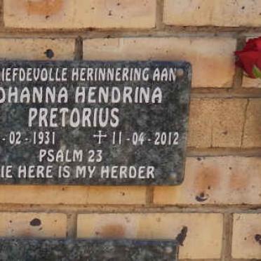 PRETORIUS Jan Gabriel de Villiers 1928-2013 &amp; Johanna Hendrina 1931-2012 
