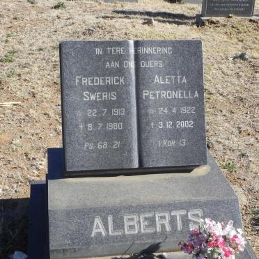 ALBERTS Frederick Sweris 1913-1980 &amp; Aletta Petronella 1922-2002
