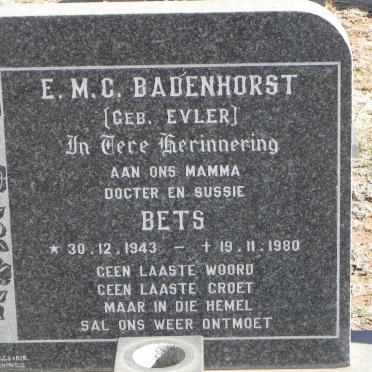 BADENHORST E.M.C.nee EVLER 1943-1980