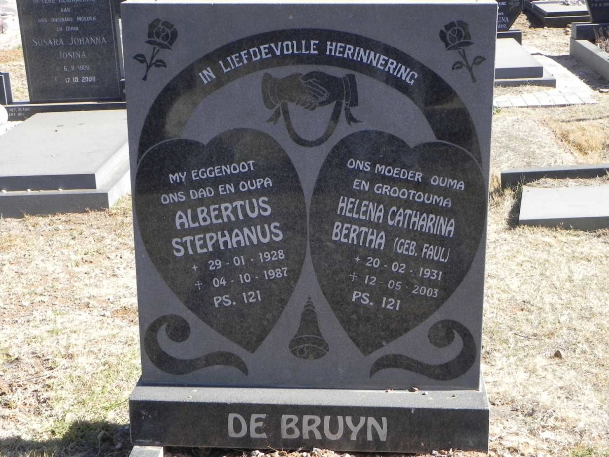 BRUYN Albertus Stephanus, de 1928-1987 &amp; Helena Catharina Bertha FAUL 1931-2003