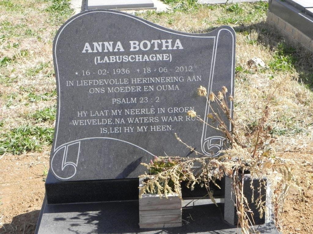 BOTHA Anna nee LABUSCHAGNE 1936-2012