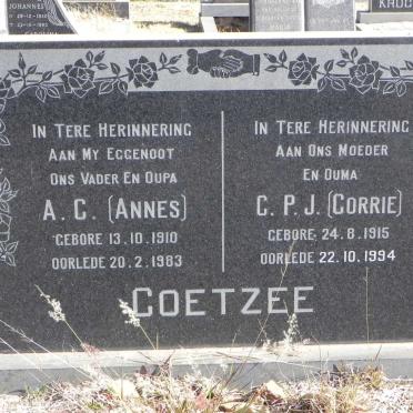 COETZEE A.C. 1910-1983 &amp; C.P.J. 1915-1994 