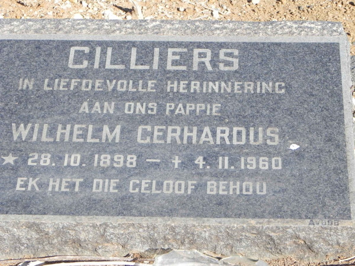 CILLIERS Wilhelm Gerhardus 1898-1960