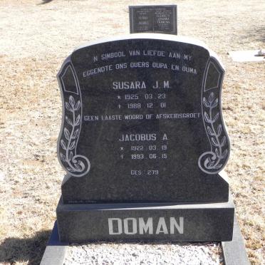 DOMAN Jacobus A. 1922-1993 &amp; Susara J.M. 1925-1988