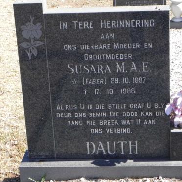 DAUTH Susara M.A.E. nee FABER 1897-1988