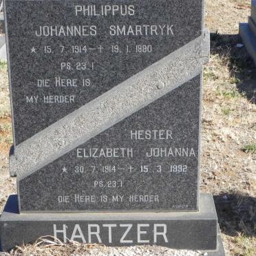 HARTZER Philippus Johannes Smartryk 1914-1980 &amp; Hester Elizabeth Johanna 1914-1992
