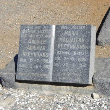 KLEYNHANS Andries Adriaan 1882-1952 &amp; Maria Magdalena BRITZ 1895-1974