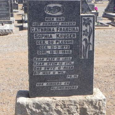 KRUGER Cathrina Francina Sophia nee DU PLESSIS 1873-1940