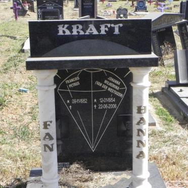 KRAFT Francois Petrus 1952- &amp; Johanna Wilhelmina VAN DER WESTHUIZEN 1954-2006