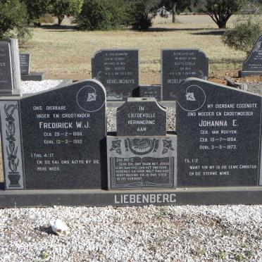 LIEBENBERG Fredirick W.J. 1898-1982 &amp; Johanna E. VAN ROOYEN 1894-1973