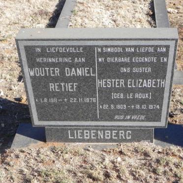 LIEBENBERG Wouter Daniel Retief 1911-1976 &amp; Hester Elizabeth LE ROUX 1909-1974