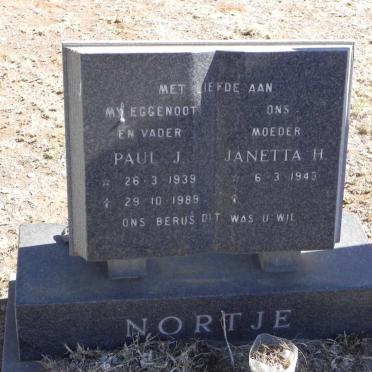 NORTJE Paul J. 1939-1989 &amp; Janetta H. 1943-
