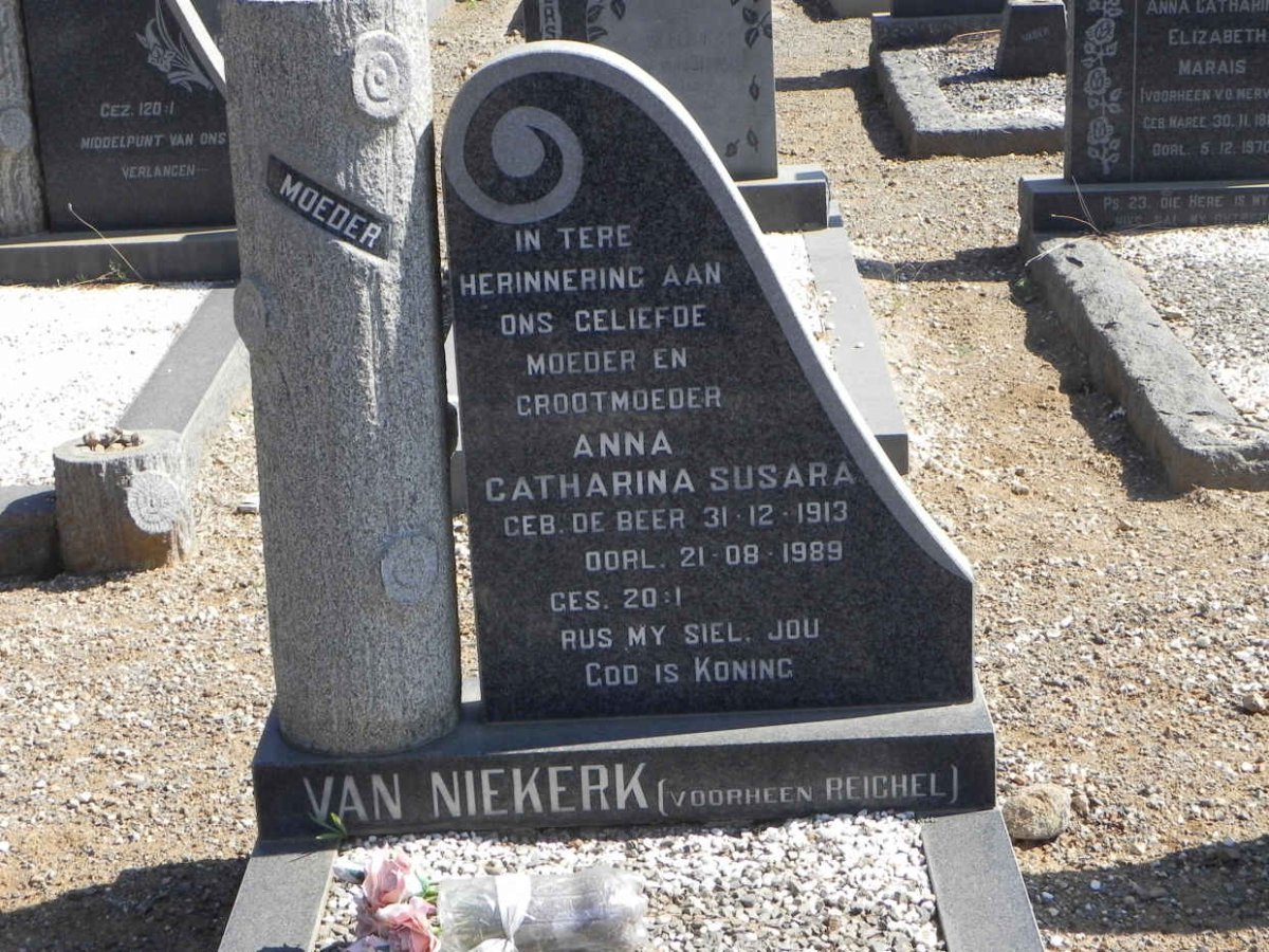 NIEKERK Anna Catharina Susara, van formerly REICHEL nee DE BEER 1913-1989