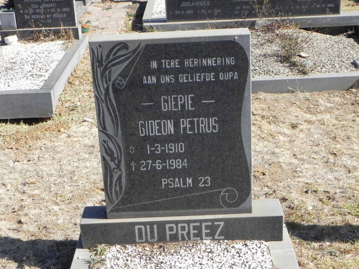 PREEZ Gideon Petrus, du 1910-1984