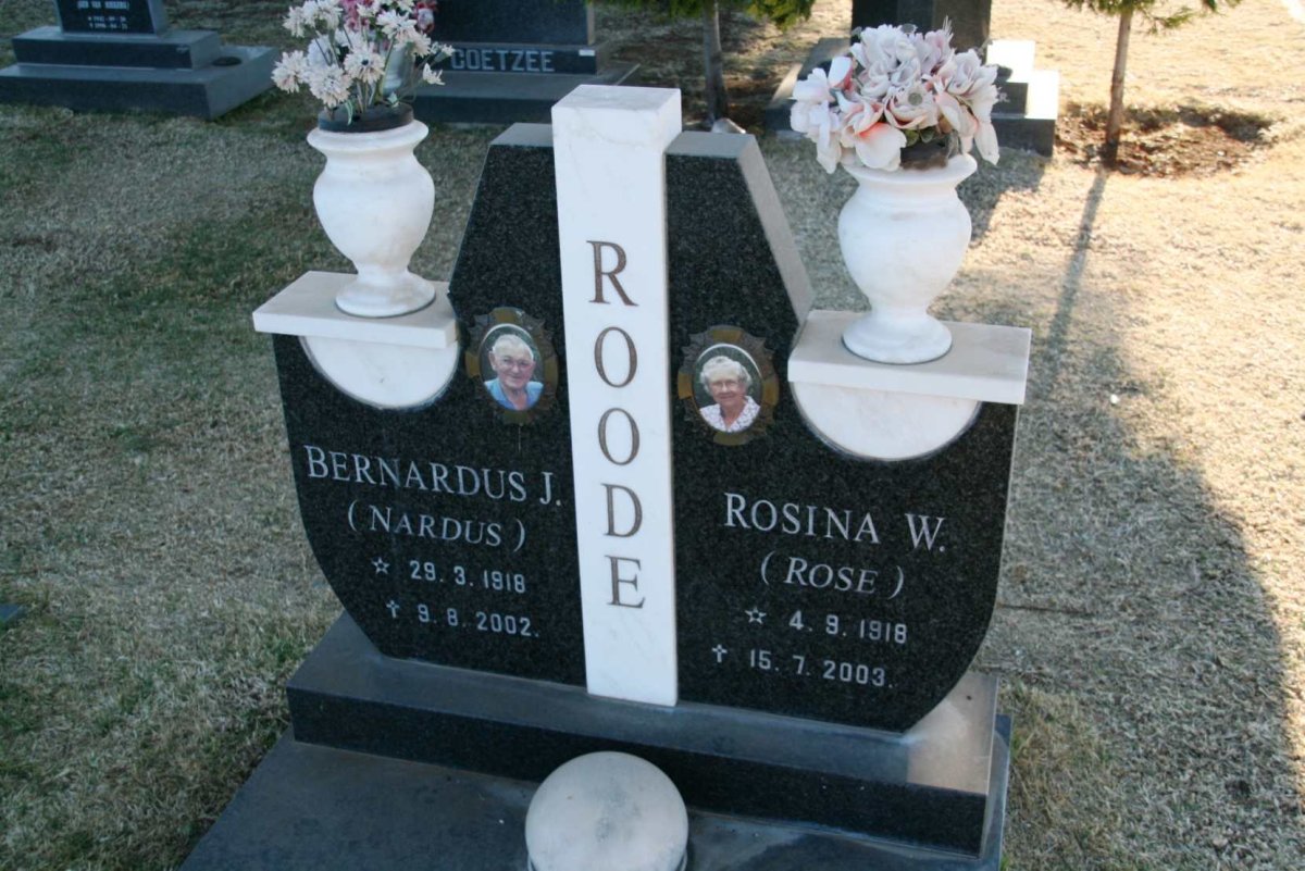 ROODE Bernardus J. 1918-2002 &amp; Rosina W. 1918-2003