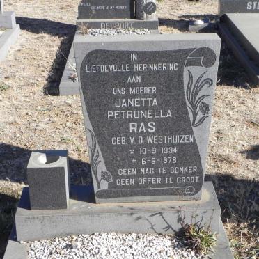 RAS Janetta Petronella nee V.D. WESTHUIZEN 1934-1978