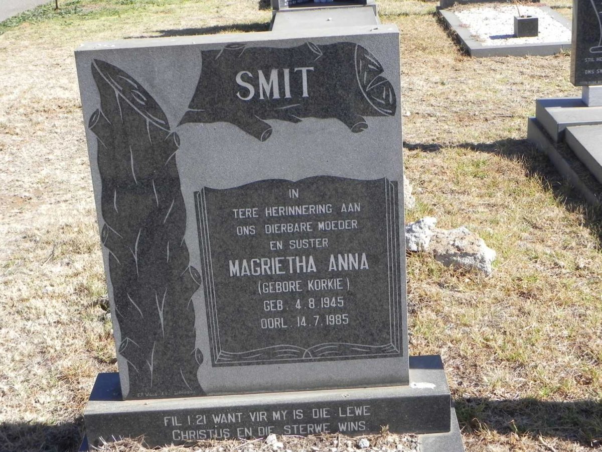 SMIT Magrietha Anna nee KORKIE 1945-1985