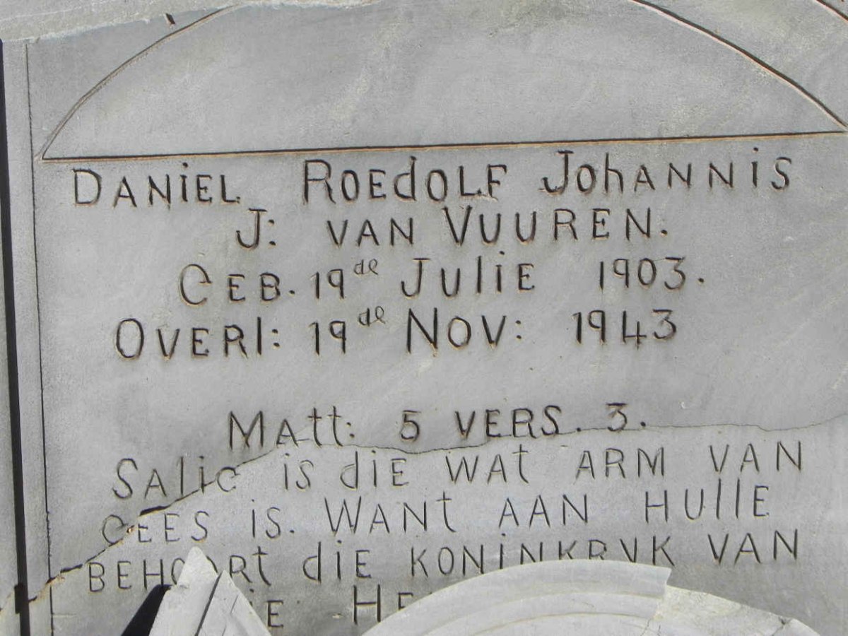 VUUREN Daniel Roedolf Johannis, J. van 1903-1943