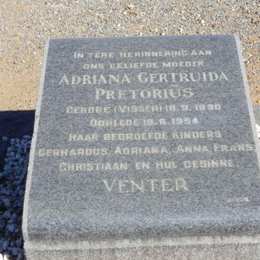 VENTER Adriana Gertruida, PRETORIUS nee VISSER 1890-1954
