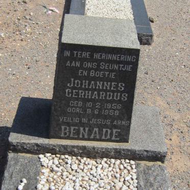 BENADE Johannes Gerhardus 1956-1958