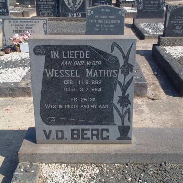 BERG Wessel Mathys, v.d. 1892-1964 &amp; Hester Adriana COERTZE 1895-1961