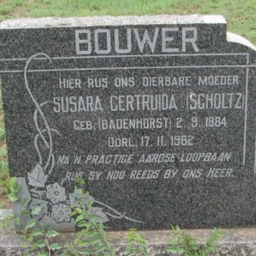BOUWER Susara Gertruida voorheen SCHOLTZ nee BADENHORST 1884-1962