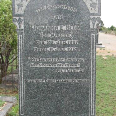 BLOM Johanna E. nee KRUGER 1837-1921