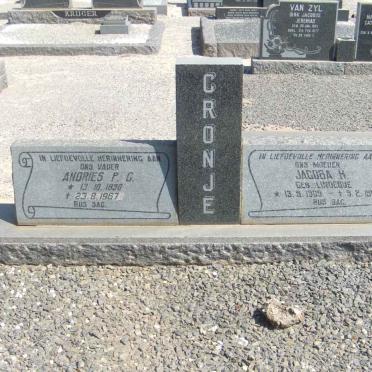 CRONJE Andries P.G. 1890-1967 &amp; Jacoba H. LINDEQUE 1909-1967