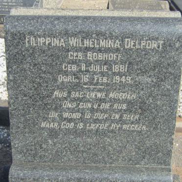 DELPORT Filippina Wilhelmina nee BOSHOFF 1881-1949