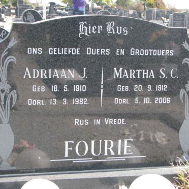 FOURIE Adriaan J. 1910-1982 &amp; Martha S.C. 1912-2006