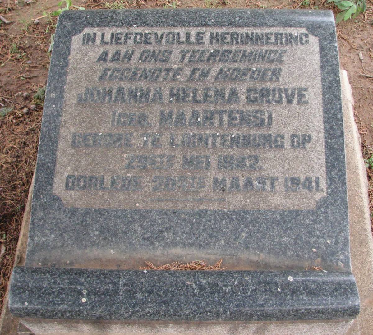 GROVE Johanna Helena nee MAARTENS 1882-1941
