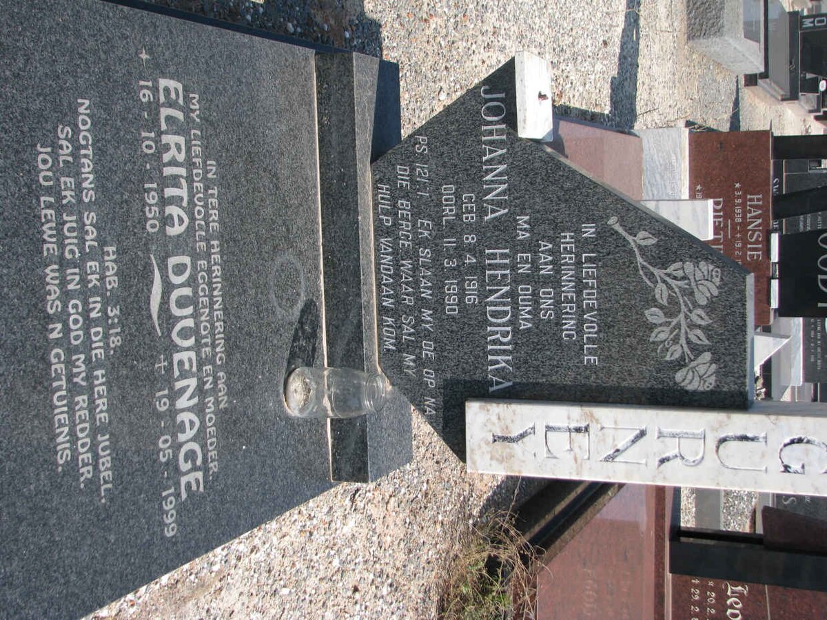 GURNEY Johanna Hendrika 1916-1990 :: DUVENAGE Elrita 1950-1999